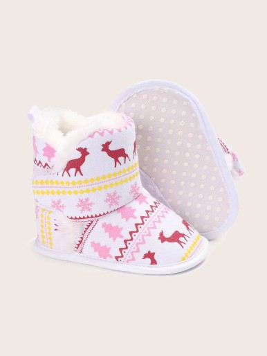 Baby Girl Deer Print Warm Boots