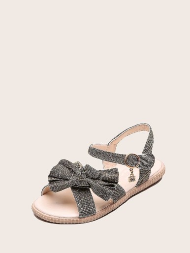 Girls Bow Decor Ankle Strap Sandals