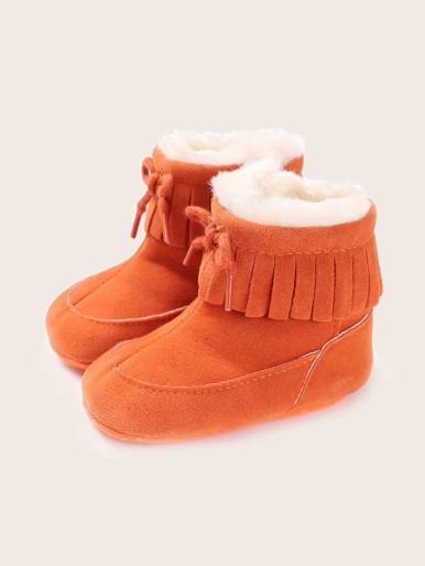 Baby Girl Fringe Decor Warm Boots