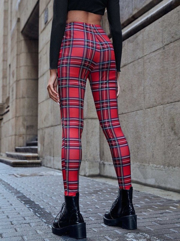 Red Plaid Design Leggings  Red leggings outfit, Plaid leggings