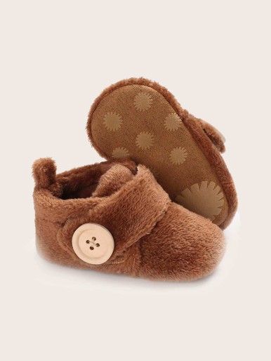 Baby Girl Hook-and-loop Fastener Strap Fluffy Ankle Boots