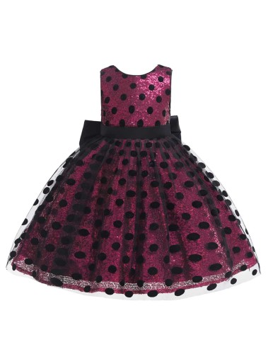Baby Girl Sequin Big Bow Back Mesh Panel Gown Dress