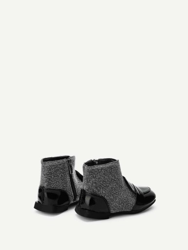 Baby Side Zipper Glitter Ankle Boots