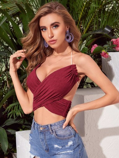 Backless Wrap Halter Top