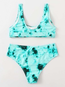 Belted Tie-Dye Bikini Swimsuit