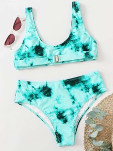 Belted Tie-Dye Bikini Swimsuit