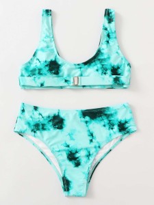 Belted Tie-Dye Bikini Swimsuit