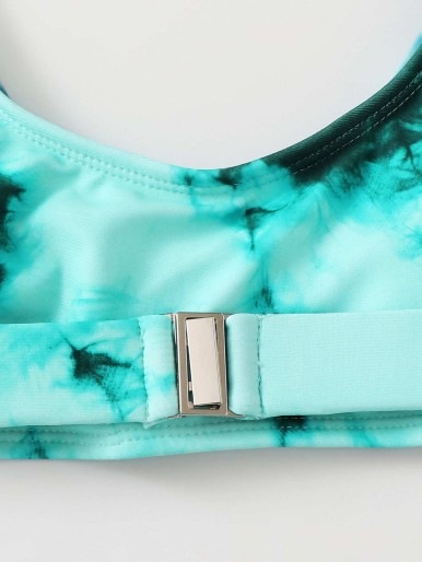 Belted Tie-Dye Bikini Swimsuit