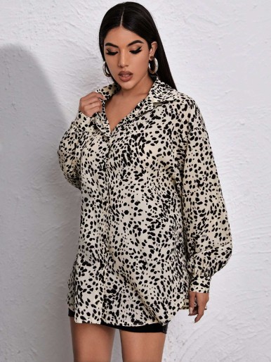 Bishop Sleeve Allover Print Blouse Without Belt