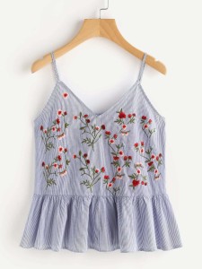 Blossom Embroidered Ruffle Cami Top