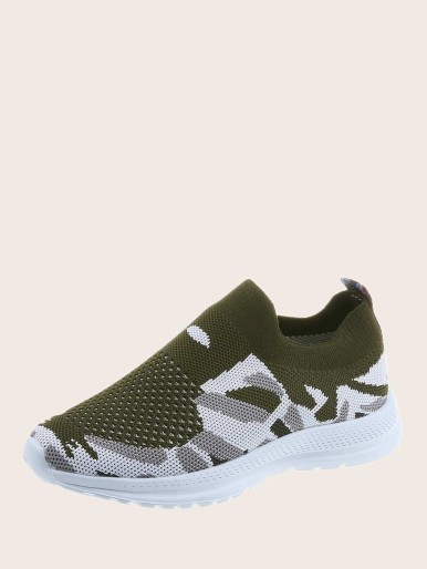 Boys Camo Graphic Slip On Sneakers