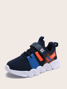 Boys Color Block Hook-and-loop Fastener Strap Sneakers