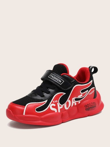 Boys Two Tone Hook-and-loop Fastener Strap Sneakers