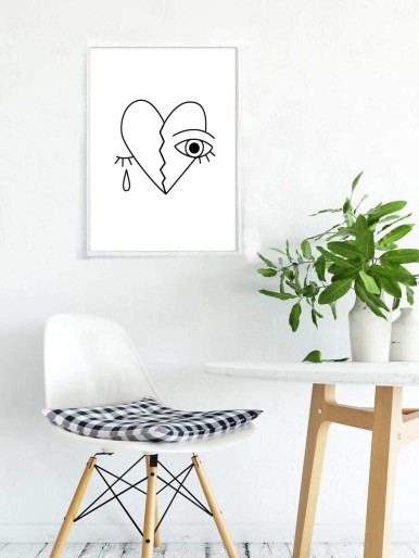 Broken Heart & Eye Tear Wall Print Without Frame