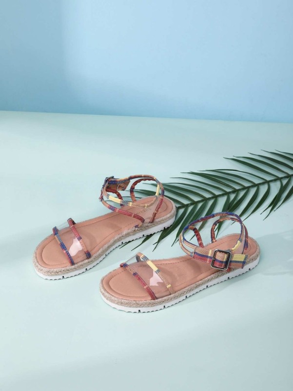 Clear sales buckle sandals