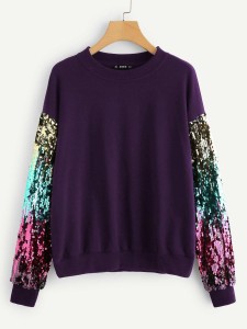 Sequin contrast Tunic Pullover