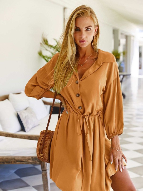 Drawstring waist hotsell shirt dress