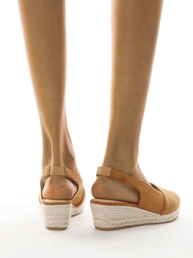 Cap Toe Suede Slingback Espadrille Wedges