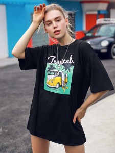 Car & Letter Graphic Oversized Tee