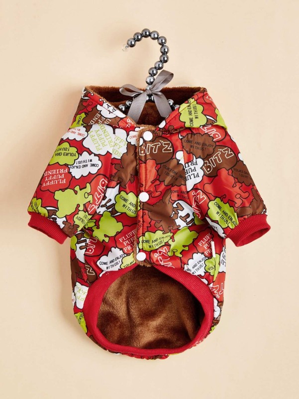 Cartoon Graphic Hooded Dog Coat