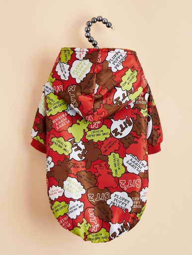 Cartoon Graphic Hooded Dog Coat