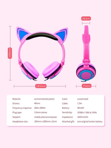 Cat Ear Headphones With Gift Box