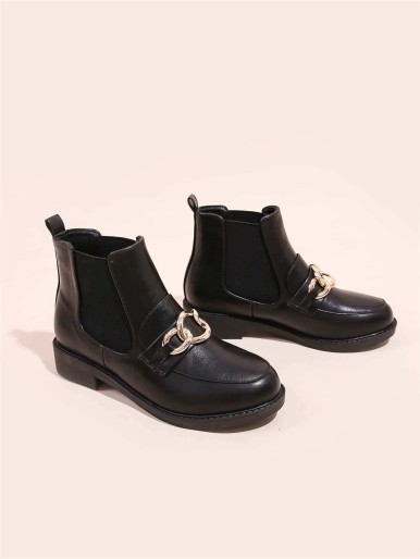 Chain Decor Block Heeled Chelsea Boots