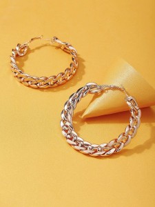 Chain Design Hoop Earrings