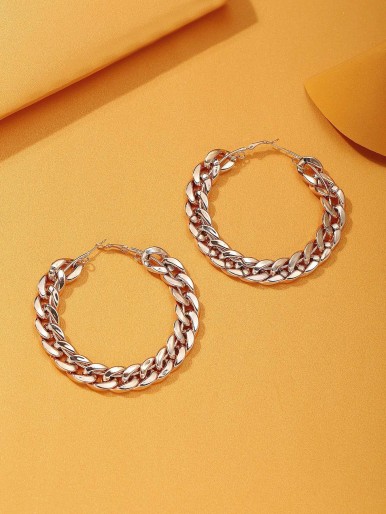 Chain Design Hoop Earrings