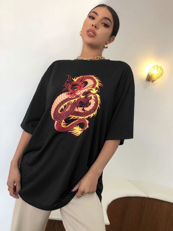 Chinese Dragon Print Top