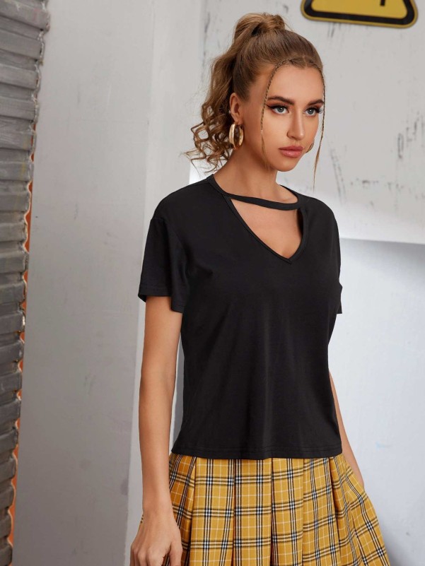 Choker Neck Short Sleeve Tee