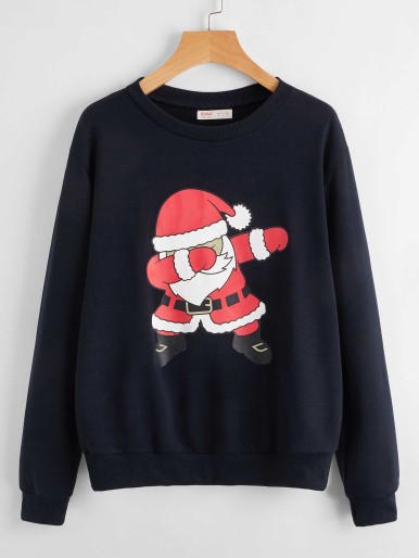 Christmas Santa Claus Print Sweatshirt