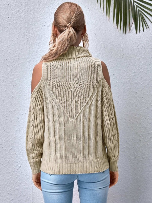 Cold shoulder 2024 cable sweater