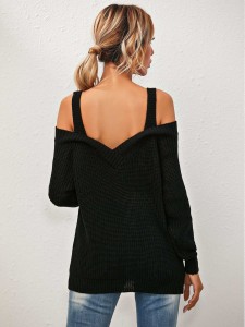 Cold Shoulder Ribbed Knit Sweater