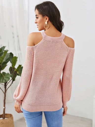 Cold Shoulder Solid Sweater