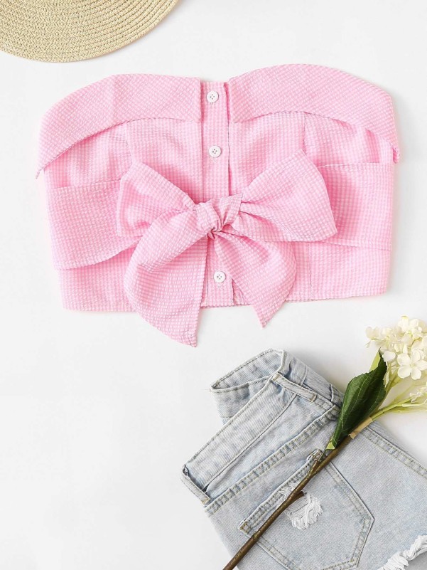 Bow Detail Crop Tube Top