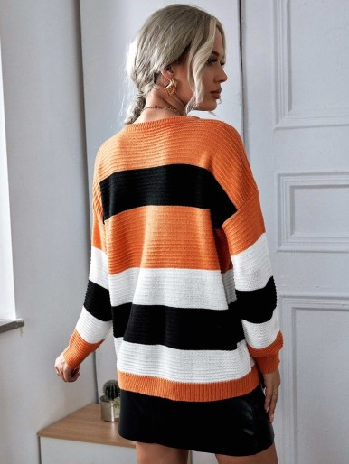 Color-block Drop Shoulder Sweater