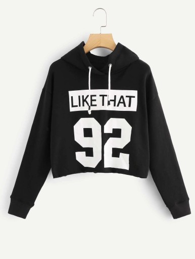 Letter Print Hooded Sweatshirt