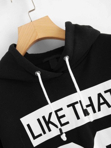 Letter Print Hooded Sweatshirt