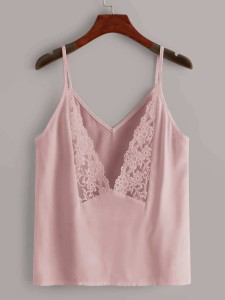 Contrast Lace Solid Cami Top