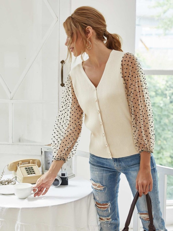 Mesh sleeve online cardigan