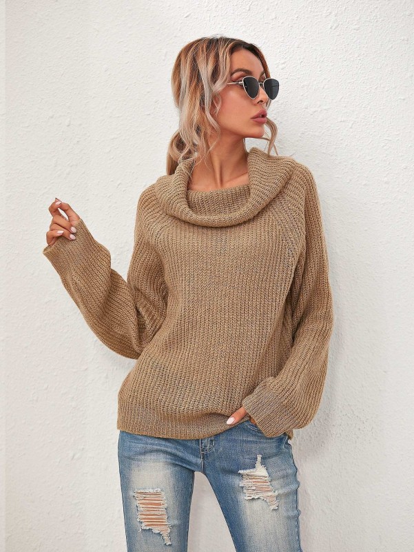 Cowl Neck Raglan Sleeve Sweater