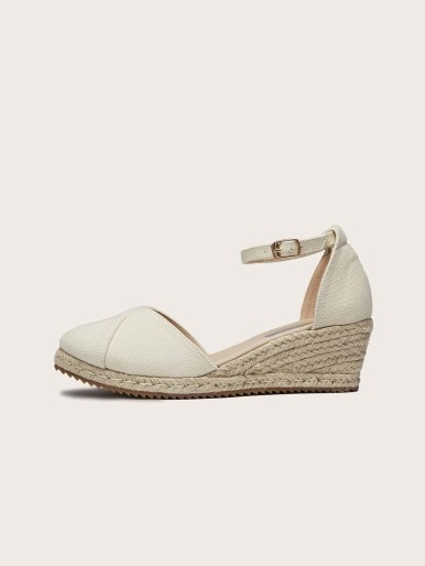 Ankle Strap Canvas Espadrille Wedges