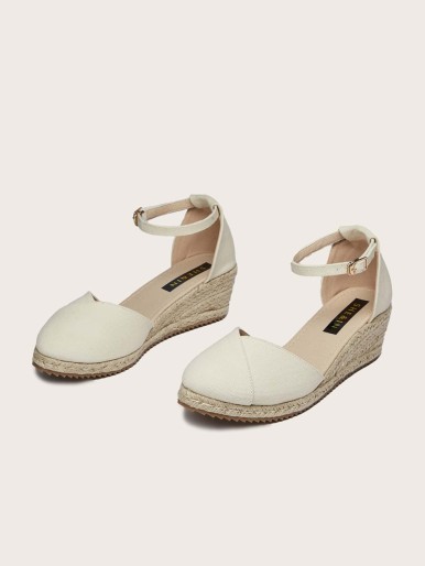 Ankle Strap Canvas Espadrille Wedges