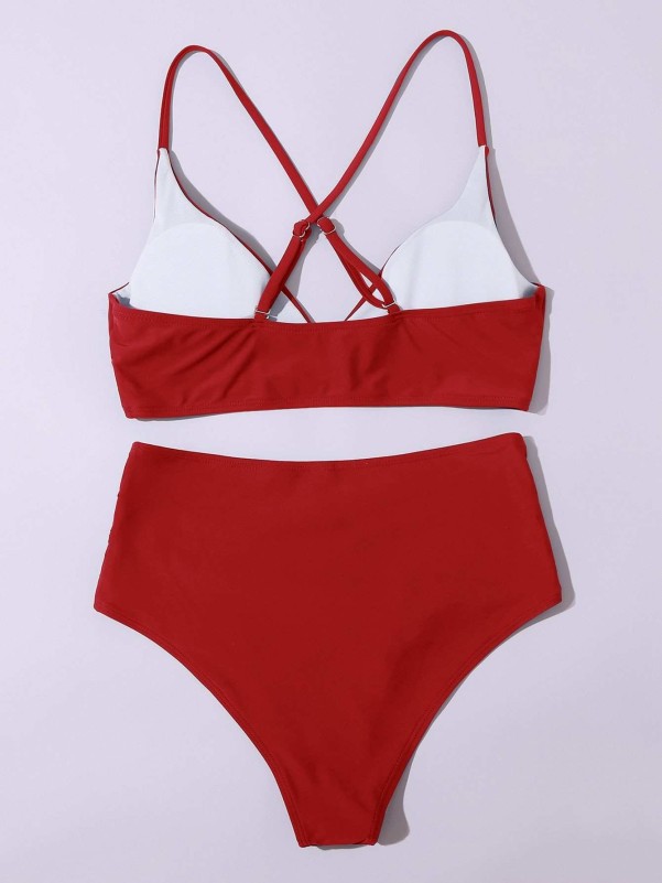 Criss Cross High Waisted Bikini Swimsuit