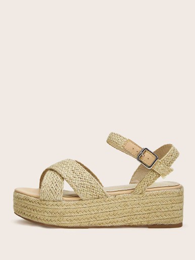 Cross Ankle Strap Espadrille Wedges