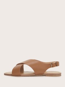 Cross Strap Slingback Flat Sandals