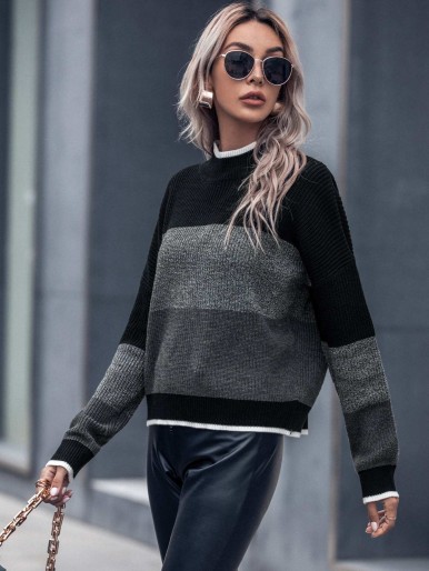 Cut And Sew Drop Shoulder Oversized Sweater