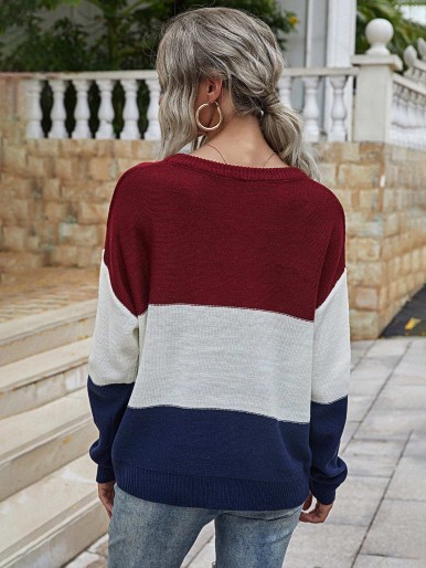 Cut And Sew Drop Shoulder Sweater