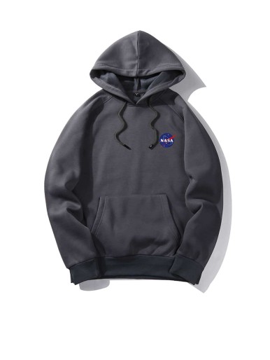 Guys Letter Graphic Drawstring Hoodie
